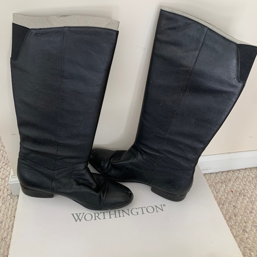 Black size 10 calf high boots